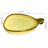 Elegant Cream Ceramic Deep Triangular Platter – Gold Rim & Hook Handle, 24cm